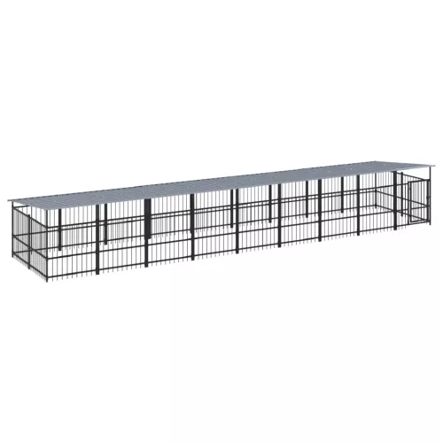  acél kültéri kutyakennel tetővel 16,89 m²