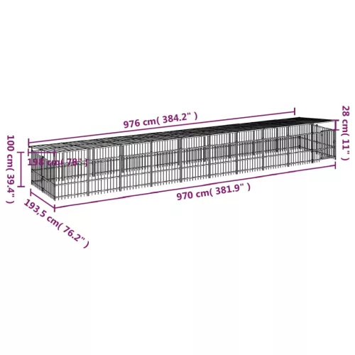  acél kültéri kutyakennel tetővel 18,77 m²