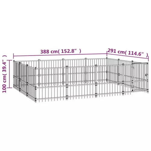  acél kültéri kutyakennel 11,58 m²