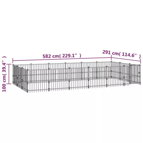  acél kültéri kutyakennel 16,94 m²