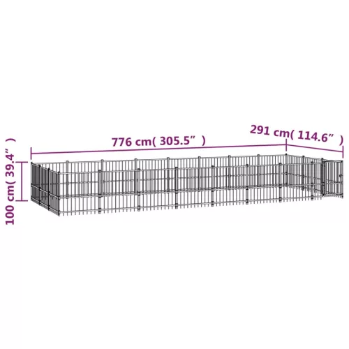  acél kültéri kutyakennel 22,58 m²