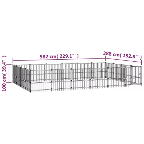  acél kültéri kutyakennel 22,58 m²
