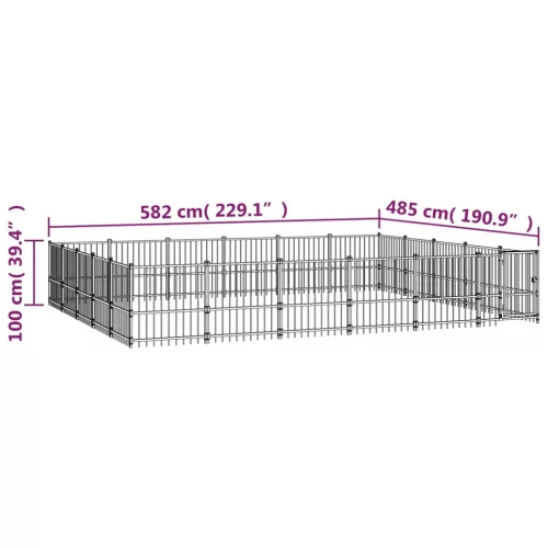  acél kültéri kutyakennel 28,23 m²