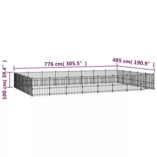  acél kültéri kutyakennel 37,64 m²
