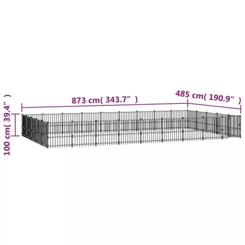  acél kültéri kutyakennel 42,34 m²