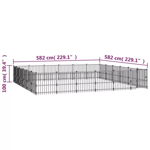  acél kültéri kutyakennel 33,87 m²