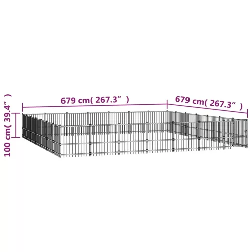  acél kültéri kutyakennel 46,1 m²