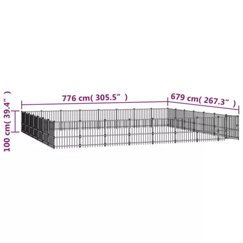  acél kültéri kutyakennel 52,69 m²