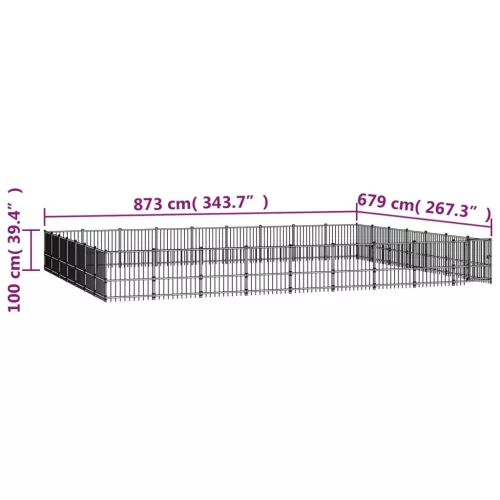  acél kültéri kutyakennel 59,28 m²