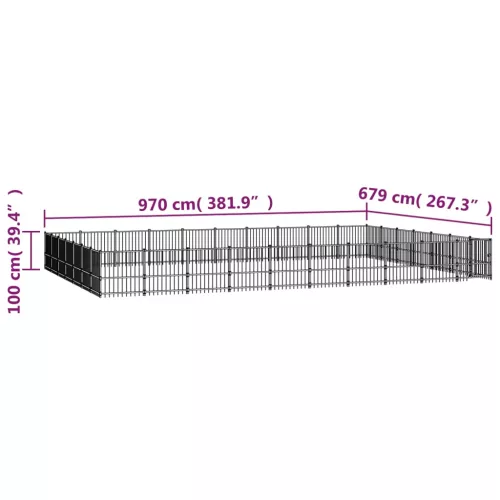  acél kültéri kutyakennel 65,86 m²