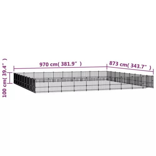  acél kültéri kutyakennel 84,68 m²