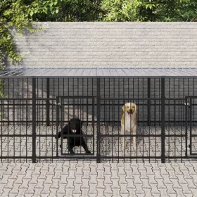  acél kültéri kutyakennel tetővel 18,77 m²