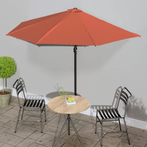  terrakotta féloldalas napernyő alumíniumrúddal 300x155x223 cm