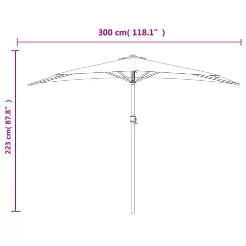  terrakotta féloldalas napernyő alumíniumrúddal 300x155x223 cm