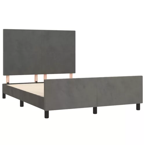  sötétszürke bársony ágykeret matrac nélkül 140 x 190 cm