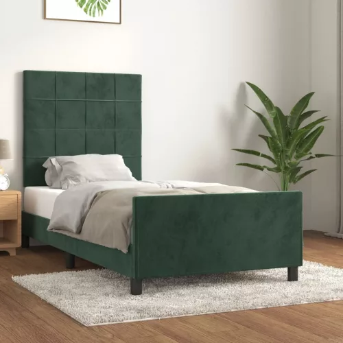  sötétzöld bársony ágykeret matrac nélkül 80 x 200 cm