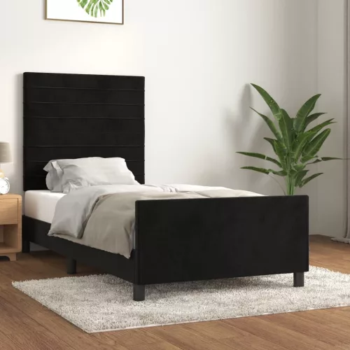  fekete bársony ágykeret matrac nélkül 100x200 cm