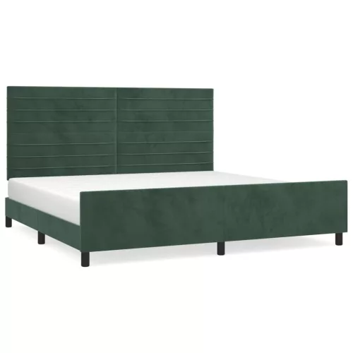  sötétzöld bársony ágykeret matrac nélkül 200x200 cm