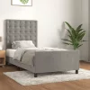  világosszürke bársony ágykeret matrac nélkül 80x200 cm