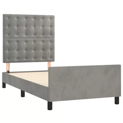  világosszürke bársony ágykeret matrac nélkül 80x200 cm
