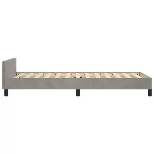  világosszürke bársony ágykeret matrac nélkül 80x200 cm
