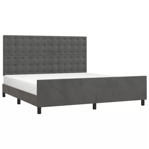  sötétszürke bársony ágykeret fejtámlával 180 x 200 cm