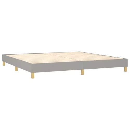  világosszürke szövet rugós ágy matraccal 200 x 200 cm