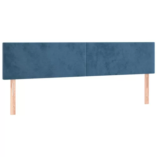  sötétkék bársony rugós ágy matraccal 200x200 cm