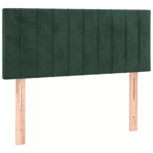  sötétzöld bársony rugós ágy matraccal 90x190 cm