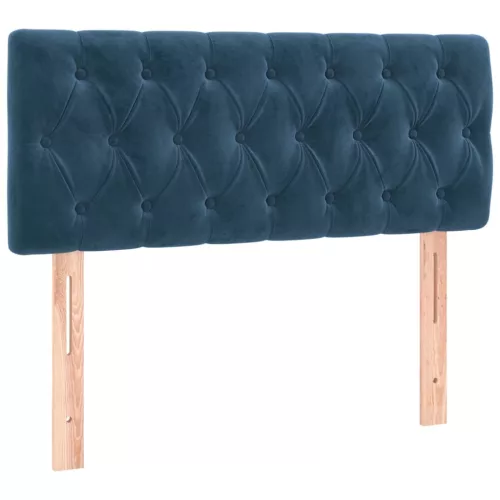  sötétkék bársony rugós ágy matraccal 100 x 200 cm