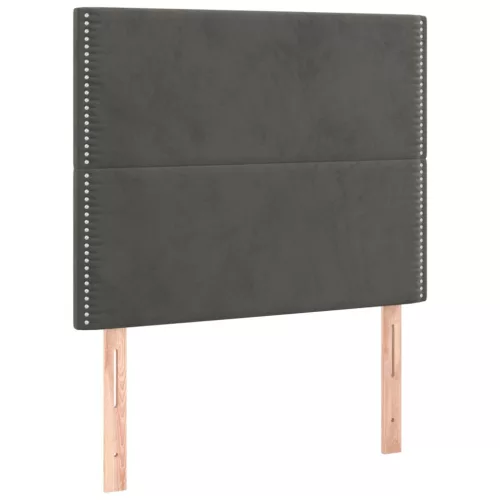  sötétszürke bársony rugós ágy matraccal 100 x 200 cm
