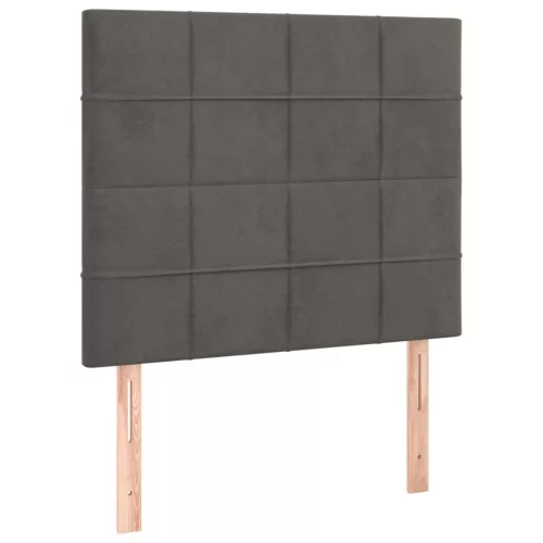  sötétszürke bársony rugós ágy matraccal 90 x 200 cm