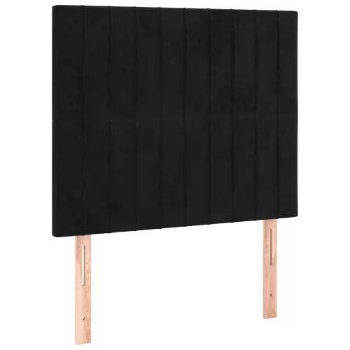  fekete bársony rugós ágy matraccal 90 x 200 cm