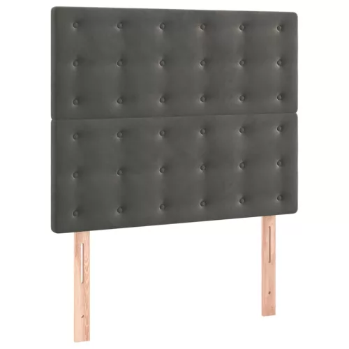  sötétszürke bársony rugós ágy matraccal 80 x 200 cm