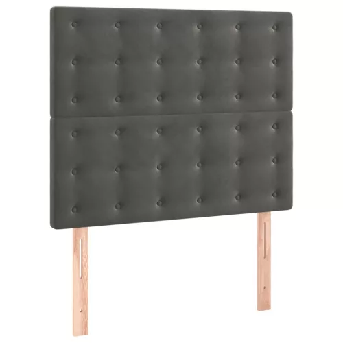  sötétszürke bársony rugós ágy matraccal 90 x 200 cm