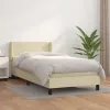 krémszínű műbőr rugós ágy matraccal 100 x 200 cm