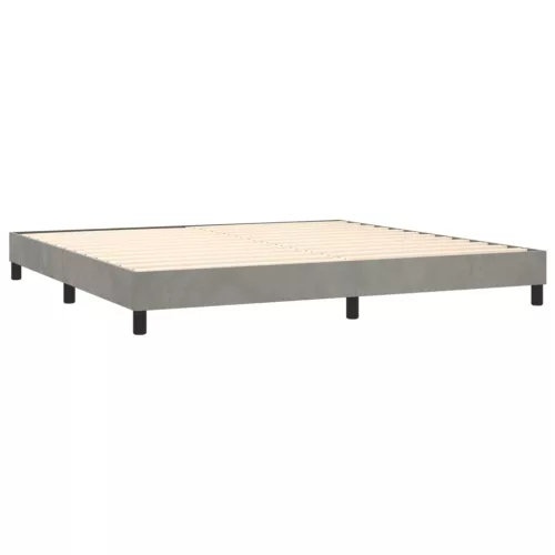  világosszürke bársony rugós ágy matraccal 200x200 cm
