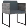  11 részes szürke polyrattan kerti étkezőszett párnákkal