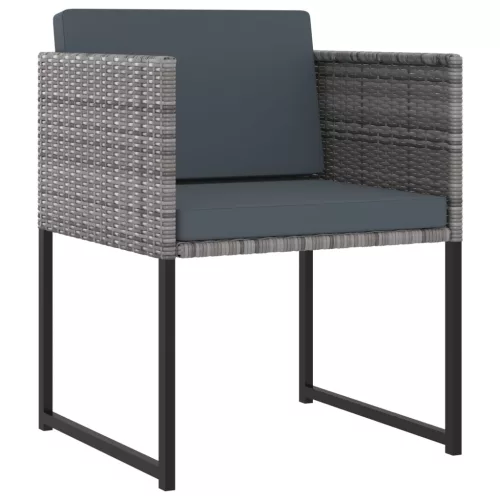  11 részes szürke polyrattan kerti étkezőszett párnákkal