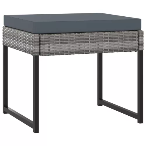  11 részes szürke polyrattan kerti étkezőszett párnákkal