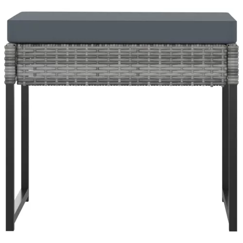  11 részes szürke polyrattan kerti étkezőszett párnákkal