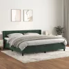  sötétzöld bársony rugós ágy matraccal 200x200 cm
