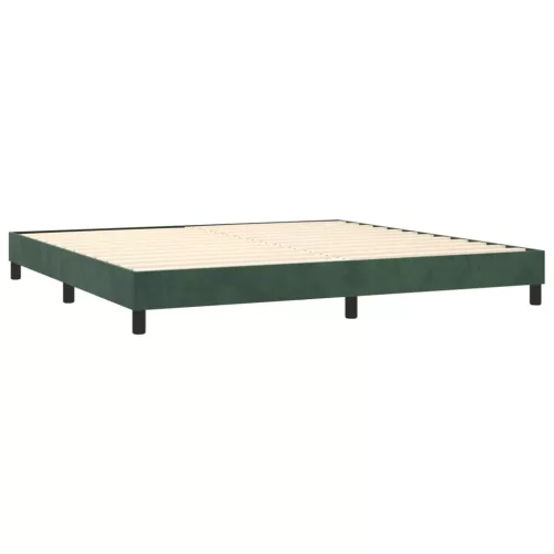  sötétzöld bársony rugós ágy matraccal 200x200 cm