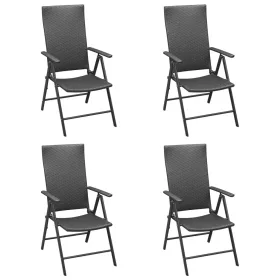  4 db fekete polyrattan kerti szék