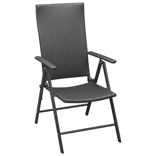  4 db fekete polyrattan kerti szék