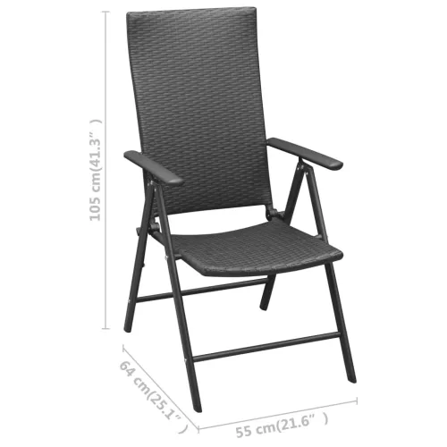  4 db fekete polyrattan kerti szék