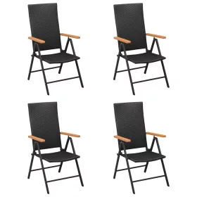  4 db fekete polyrattan kerti szék