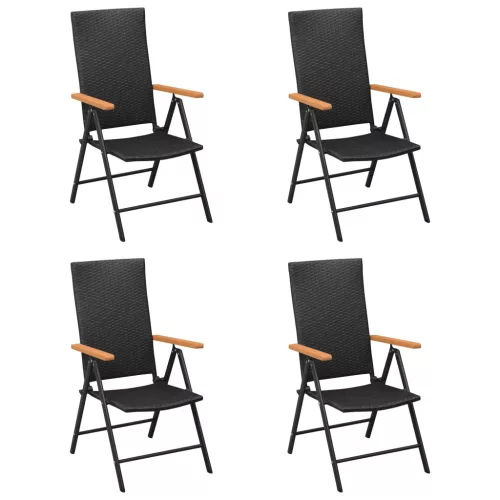  4 db fekete polyrattan kerti szék