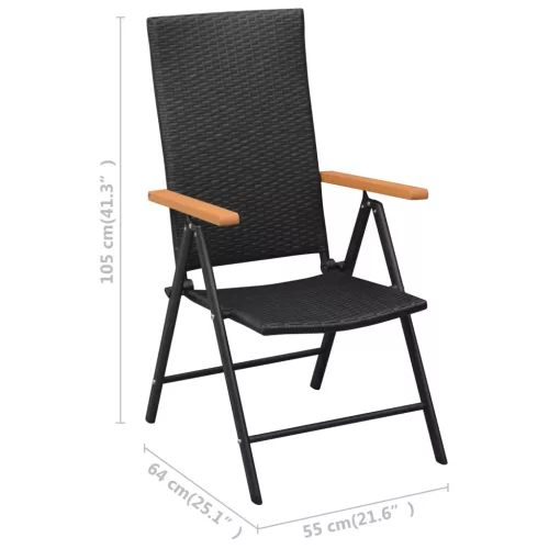  4 db fekete polyrattan kerti szék