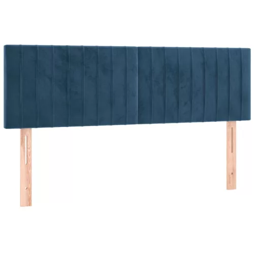  sötétkék bársony rugós ágy matraccal 140x190 cm